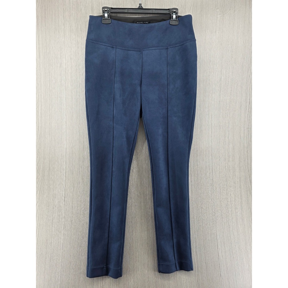 Andrew Marc Skinny Mid Rise Suede Velvet Pull On Blue Pants Womens Medium